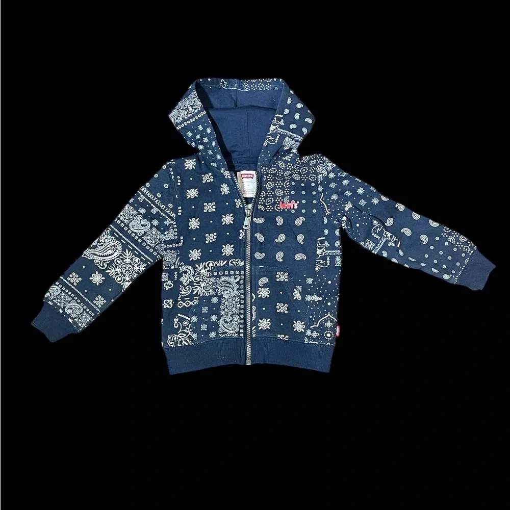 Levi’s Kids Blue Patterned Full Zip Hoodie Sweater Size 2t
